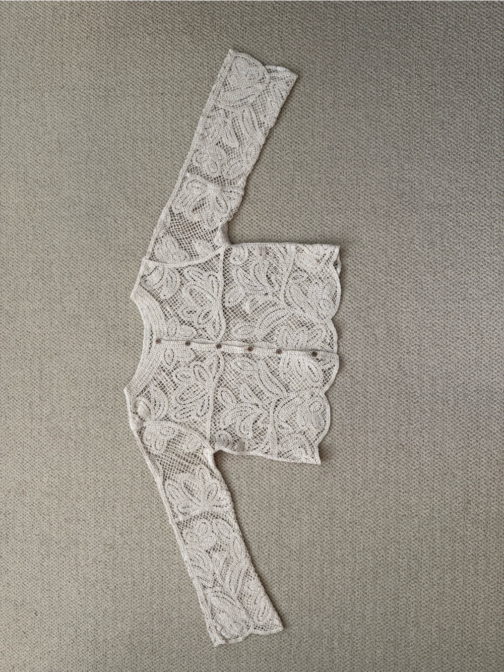 Delicate White Crochet Lace Button-Front Cardigan